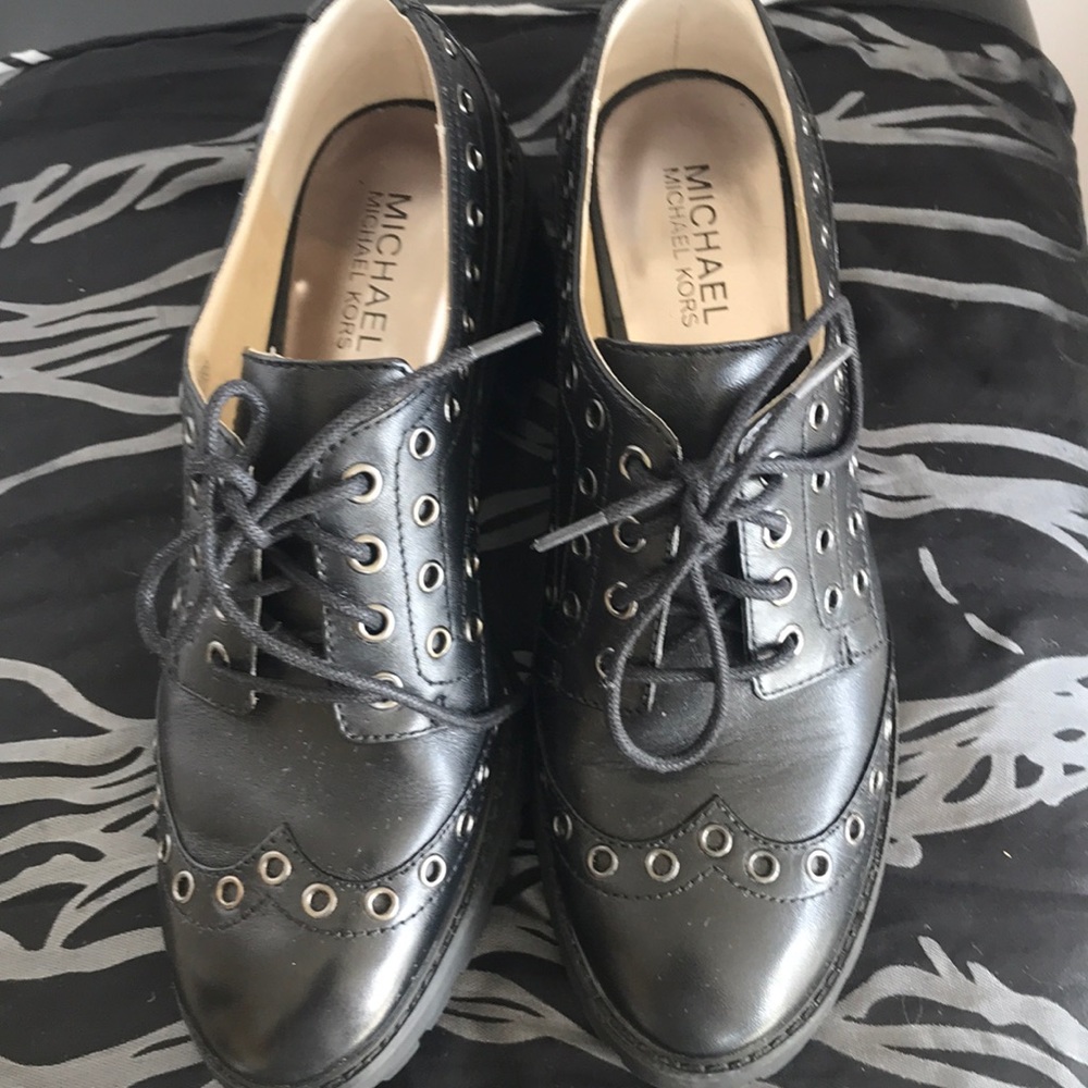 Black leather shoes